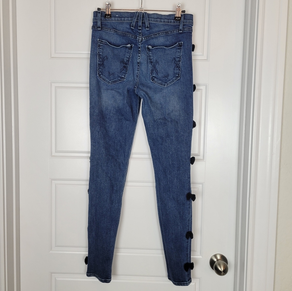 Anthropologie McGuire Newton skinny jeans with bows size 26 - Picture 6 of 11